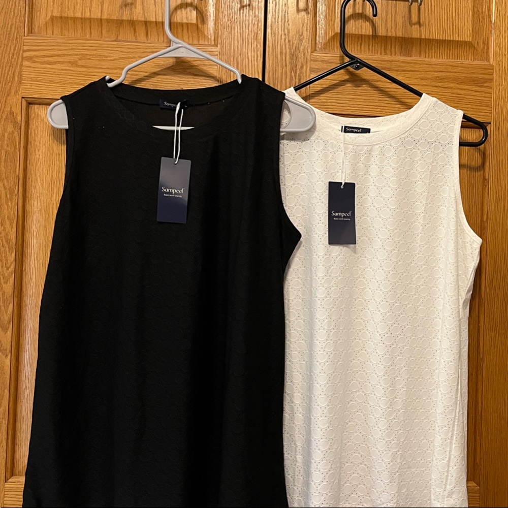 Soprano Women's Sleeveless Blouse Set - Black and White